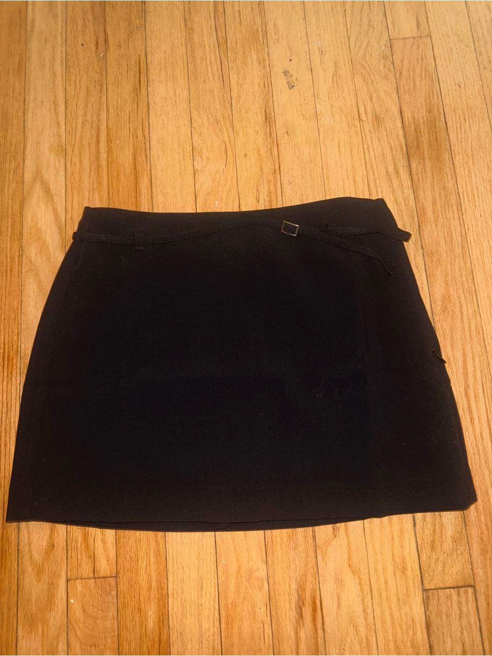 LOFT Black Mini Skirt with Subtle Side Buckle Detail